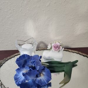 Vintage vanity mirror accompanying & complementing 3 other items